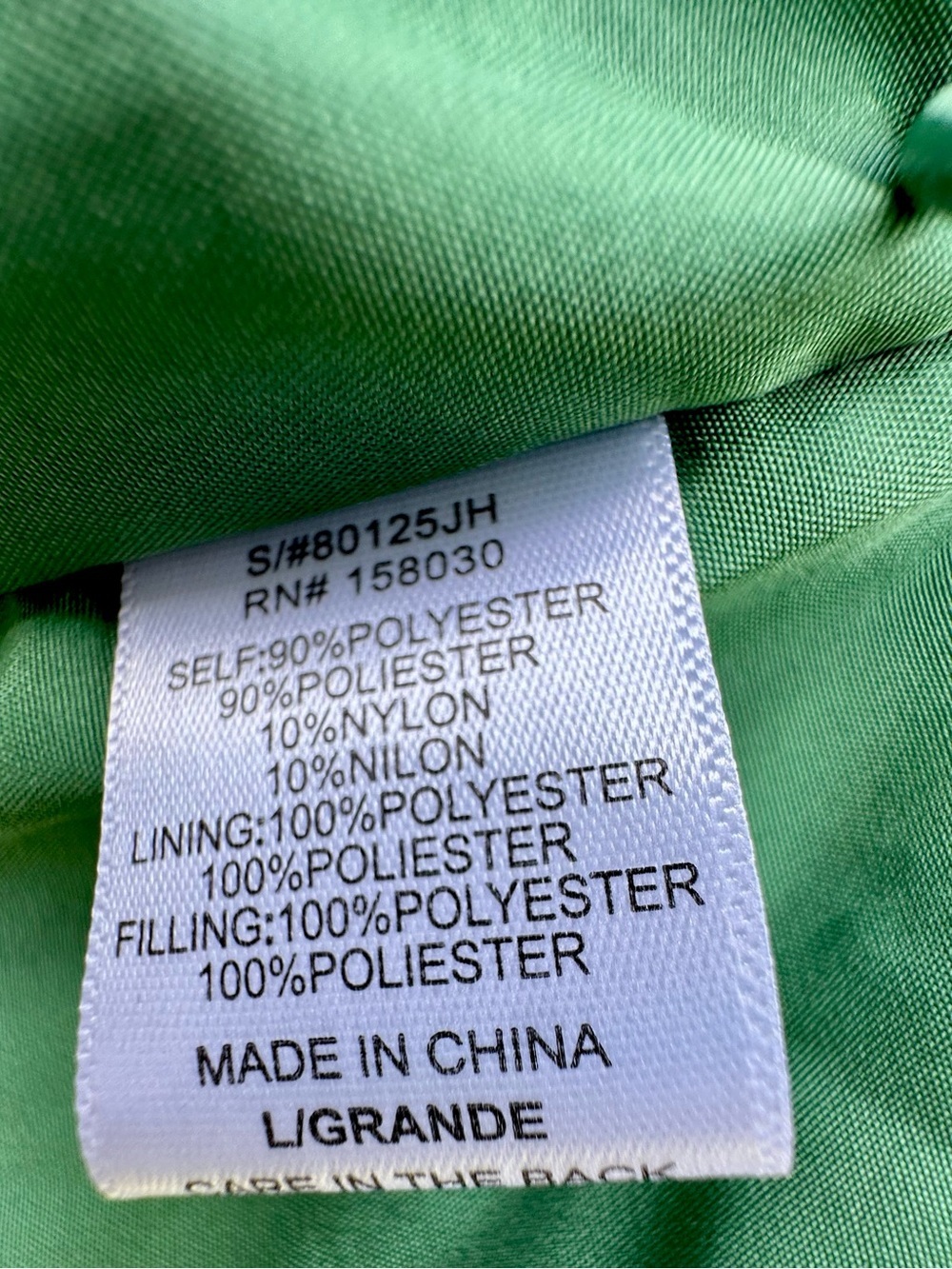 Love Tree Kelly Green Corduroy Cropped Puffer Jacket L Quilted Streetwear Coat - Picture 12 of 15